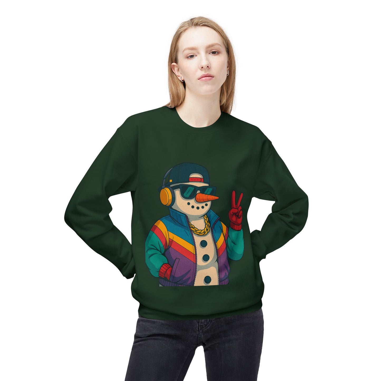 Retro 80s Christmas Sweatshirt – Holiday Synthwave Snowman Crewneck