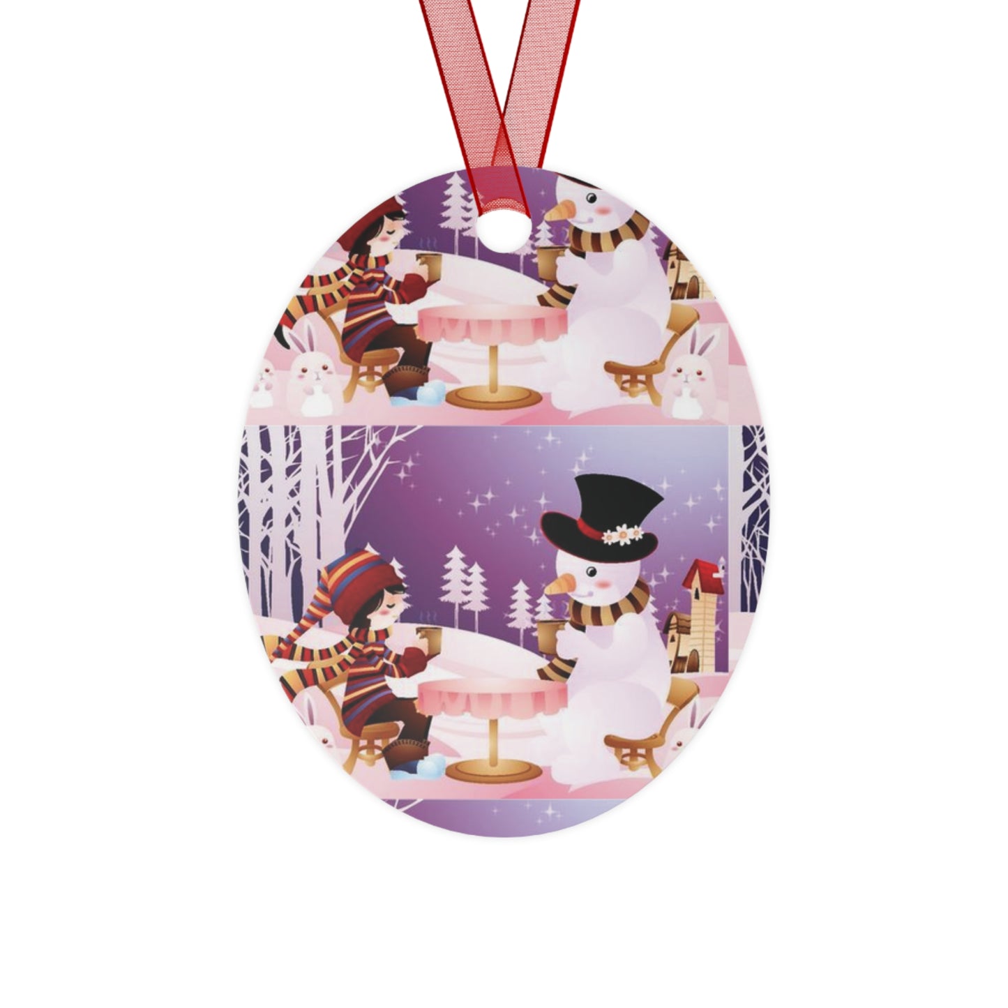 Bell Metal Ornament — Festive Snowman & Snow Globe Holiday Tree Decoration