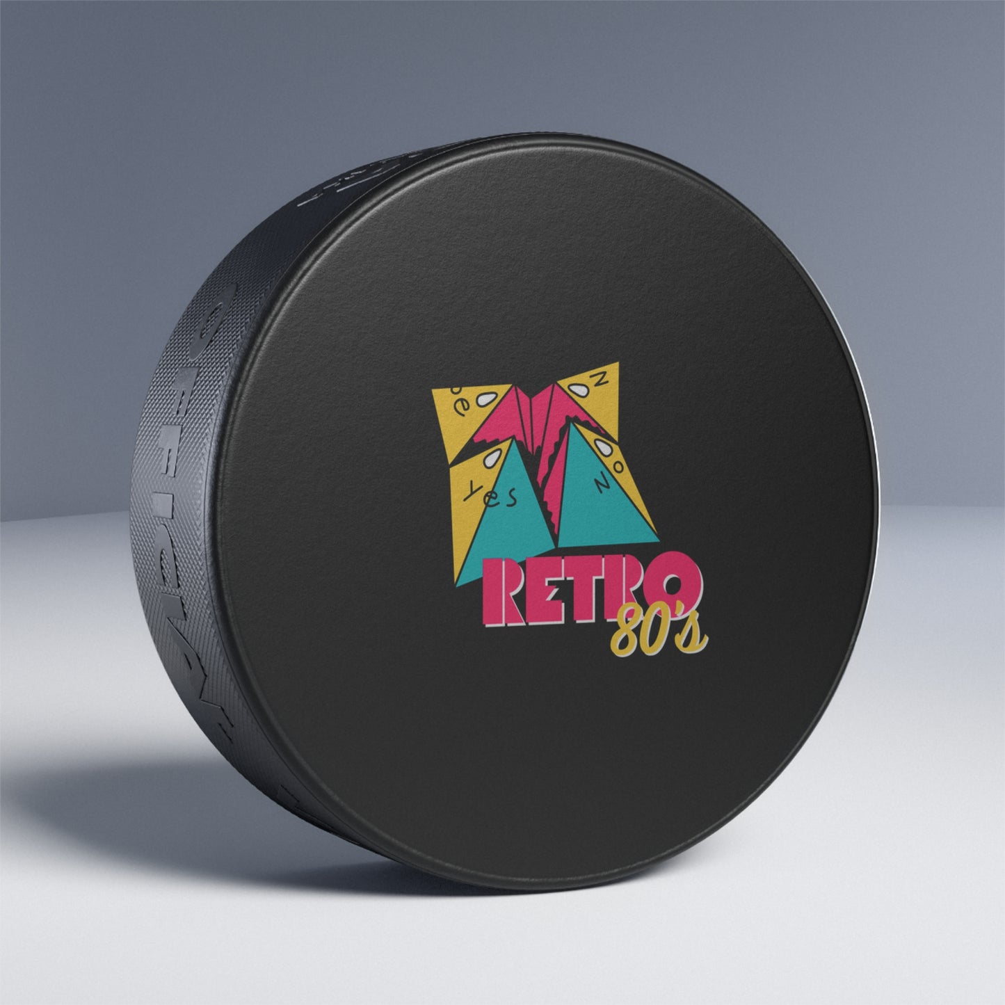 Retro 80s Hockey Puck — Neon Vintage Skate Rink Logo