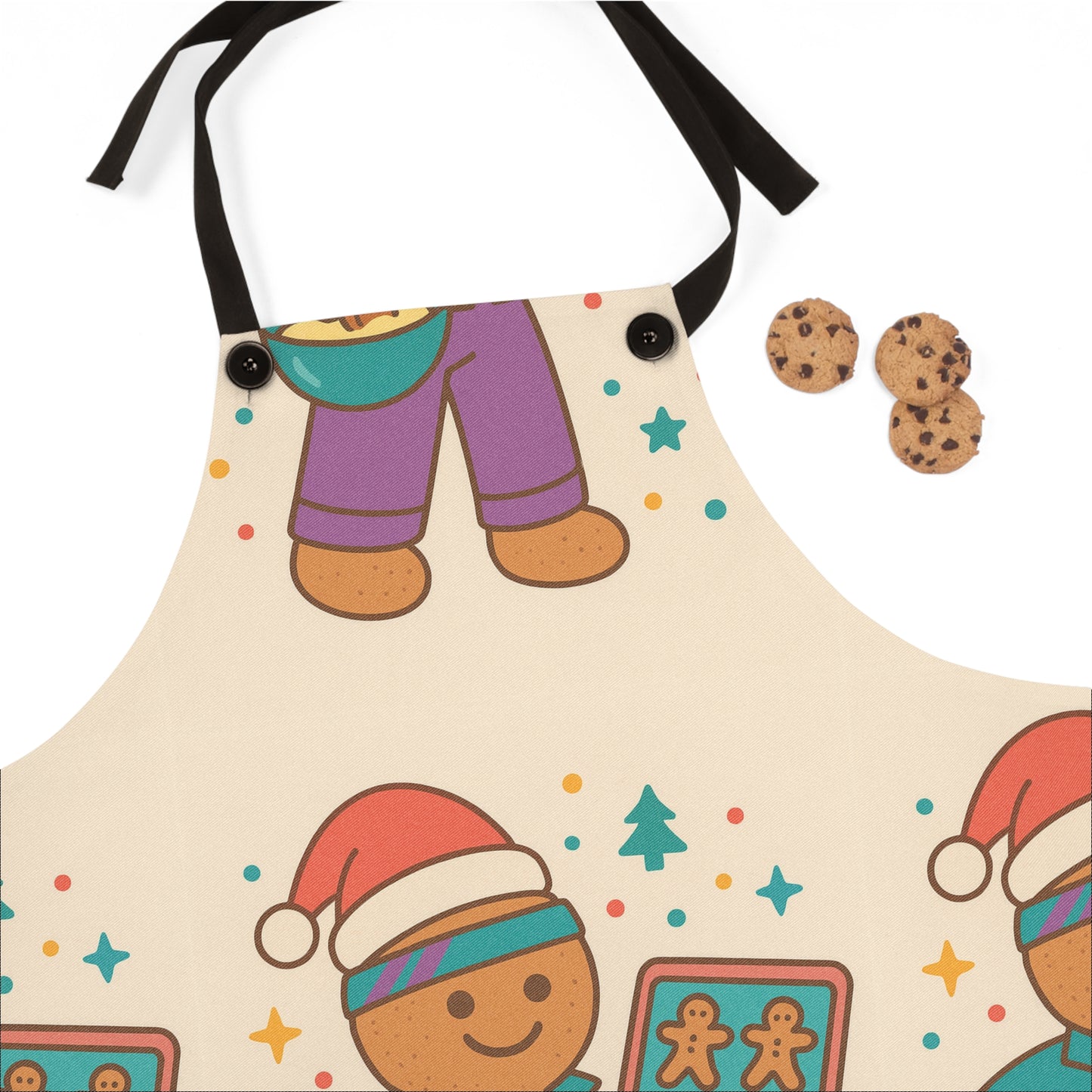 Christmas Gingerbread Baker Apron — Cute Holiday Cookie Chef Print AOP
