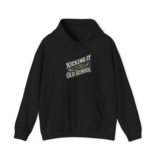 Old School Vibes Hoodie - "Kicking It Old School" Retro Graphic Sweatshirt