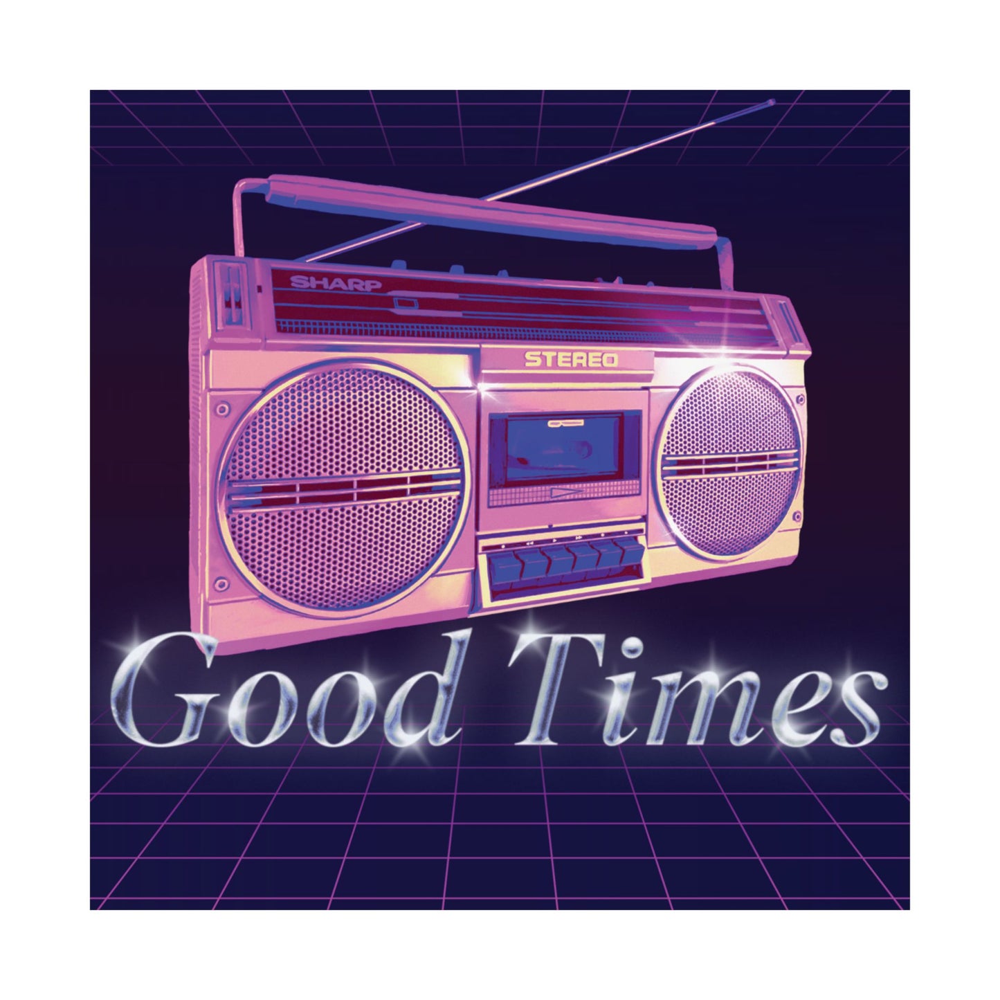 Retro Boombox 'Good Times' Matte Poster — 80s Vintage Wall Art