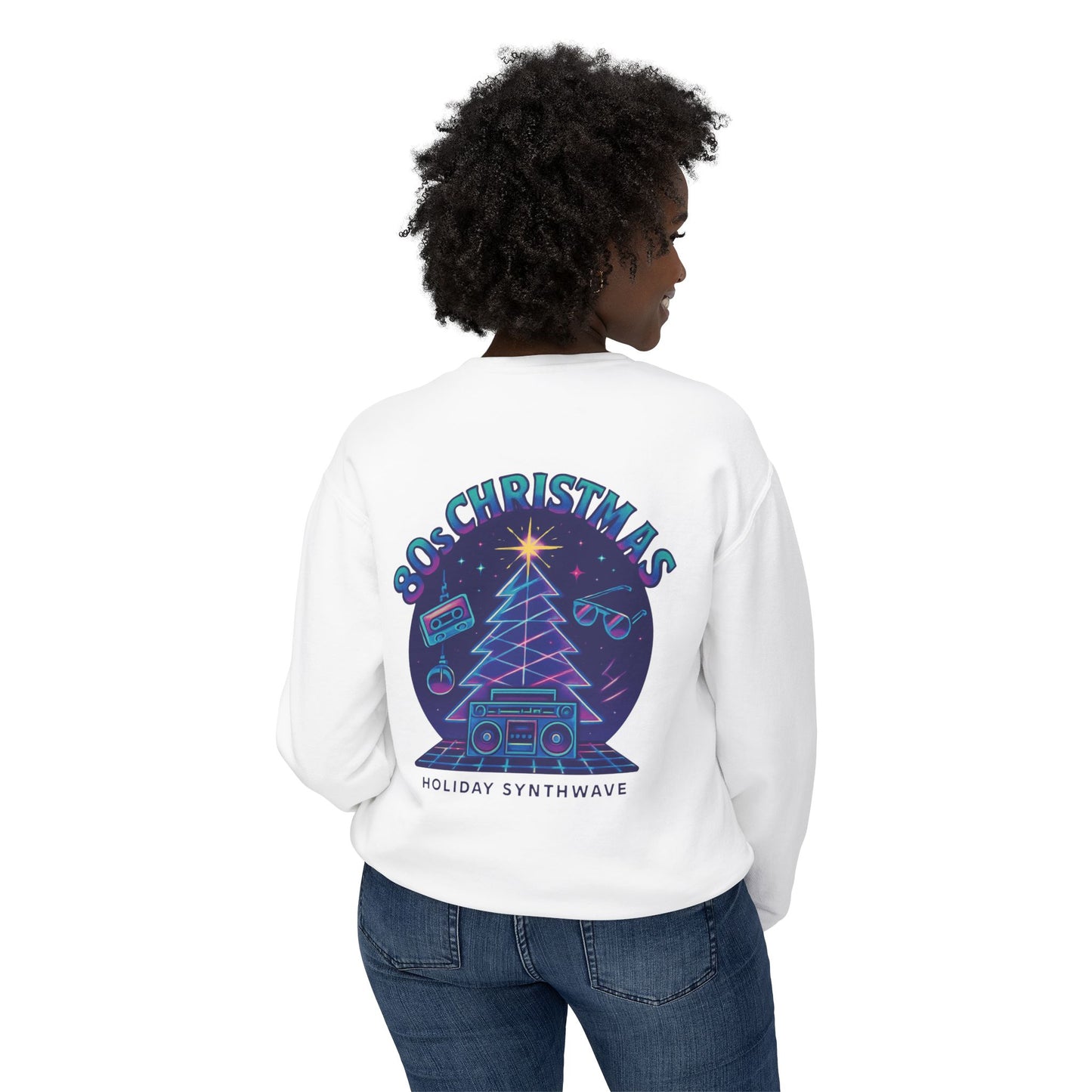 Retro 80s Christmas Sweatshirt – Synthwave Santa Thumbs Up