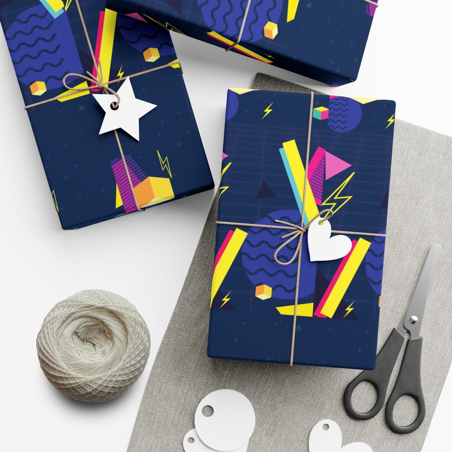 Gift Wrap Paper - Retro Pink & Black Geometric Pattern