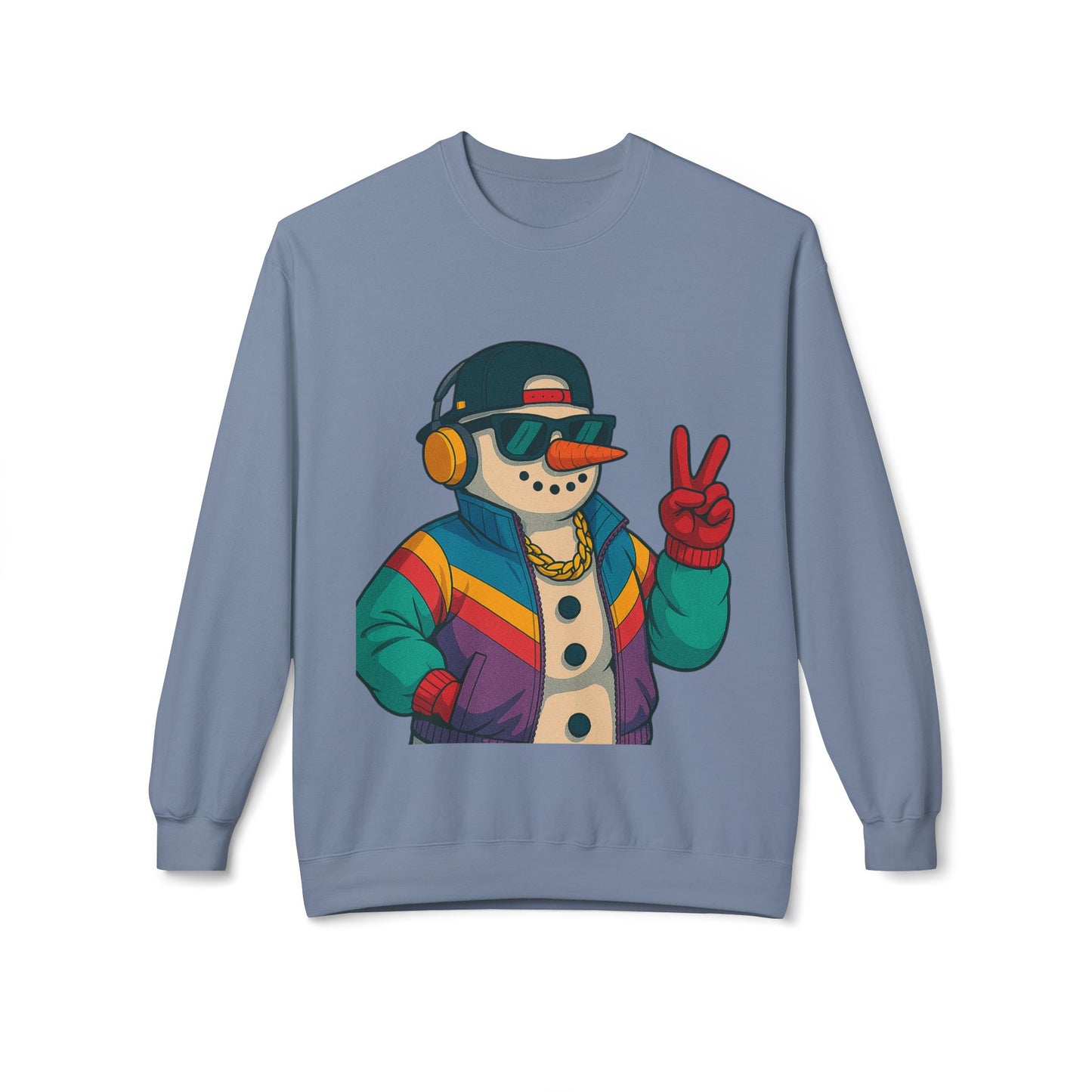 Retro 80s Christmas Sweatshirt – Holiday Synthwave Snowman Crewneck
