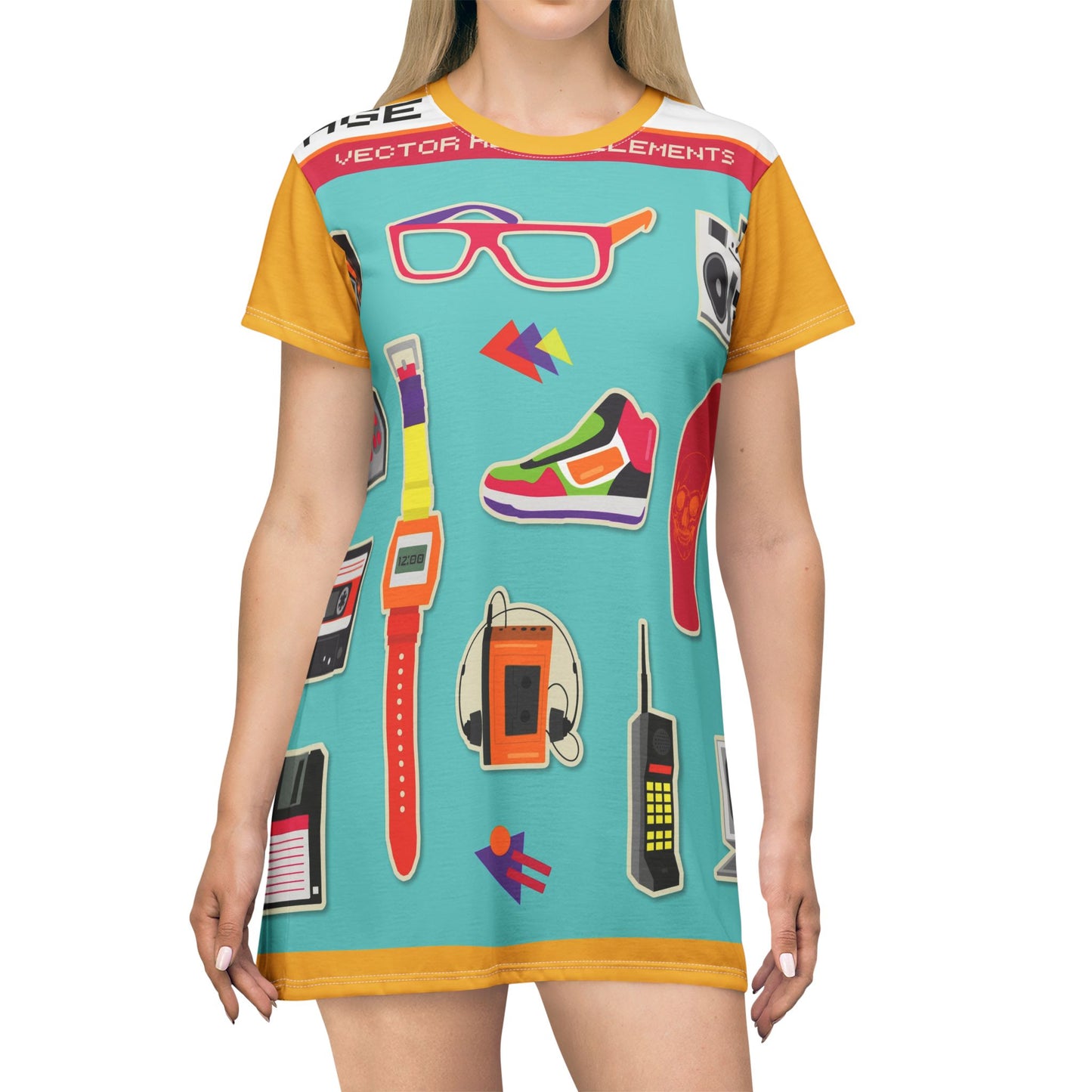 Retro Graphic T-Shirt Dress for Nostalgic Style