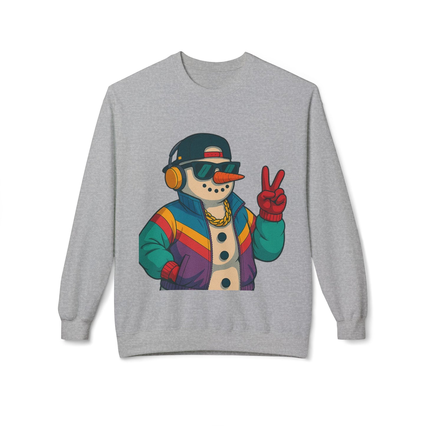 Retro 80s Christmas Sweatshirt – Holiday Synthwave Snowman Crewneck