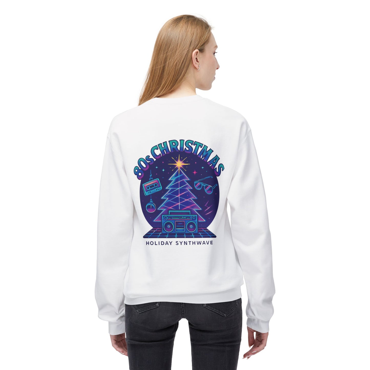 Retro 80s Christmas Sweatshirt – Holiday Synthwave Snowman Crewneck