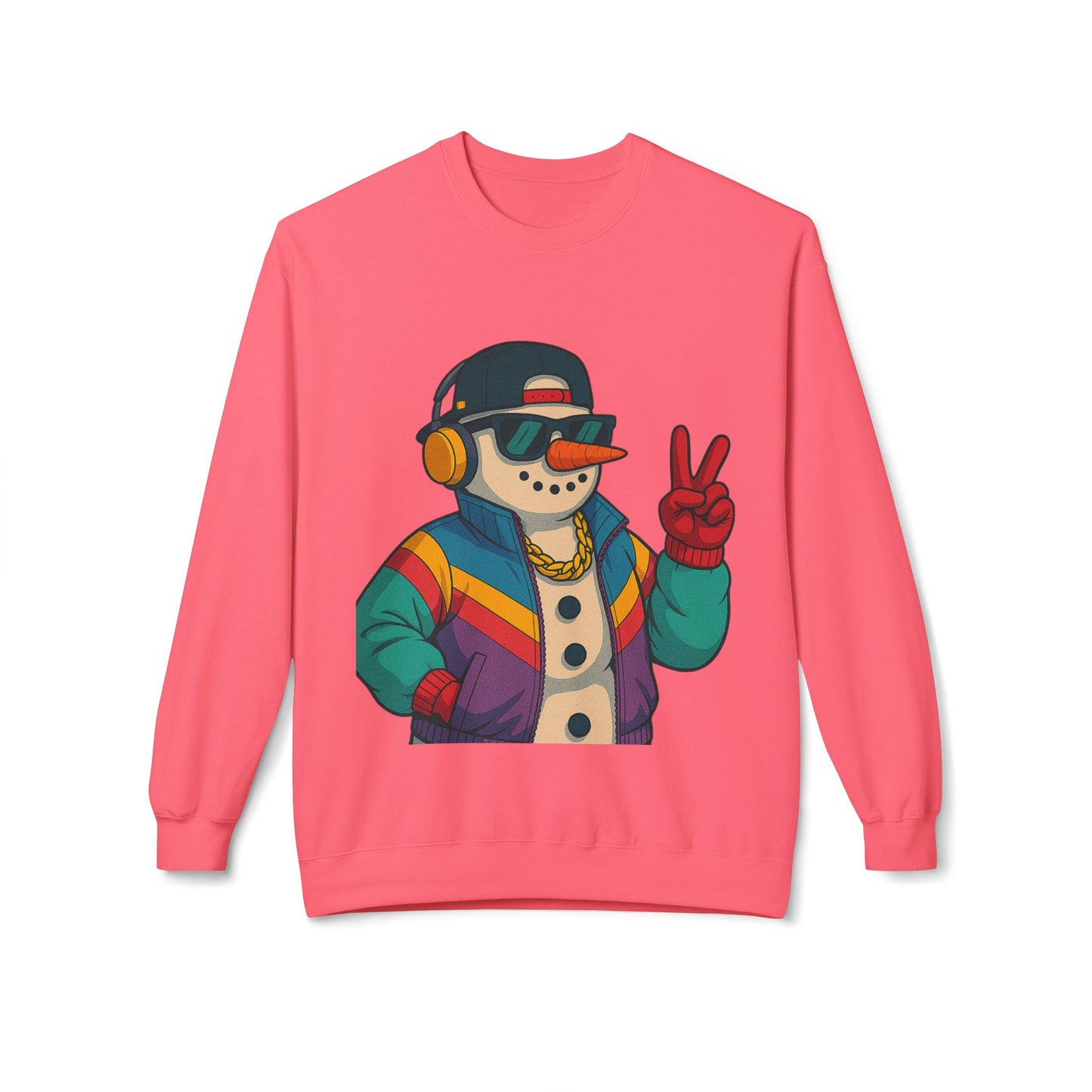 Retro 80s Christmas Sweatshirt – Holiday Synthwave Snowman Crewneck