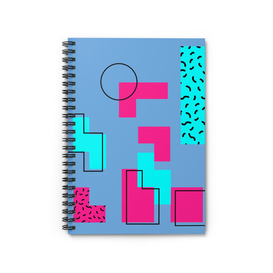 Retro Geometric Spiral Notebook — 80s Memphis Style Ruled Journal