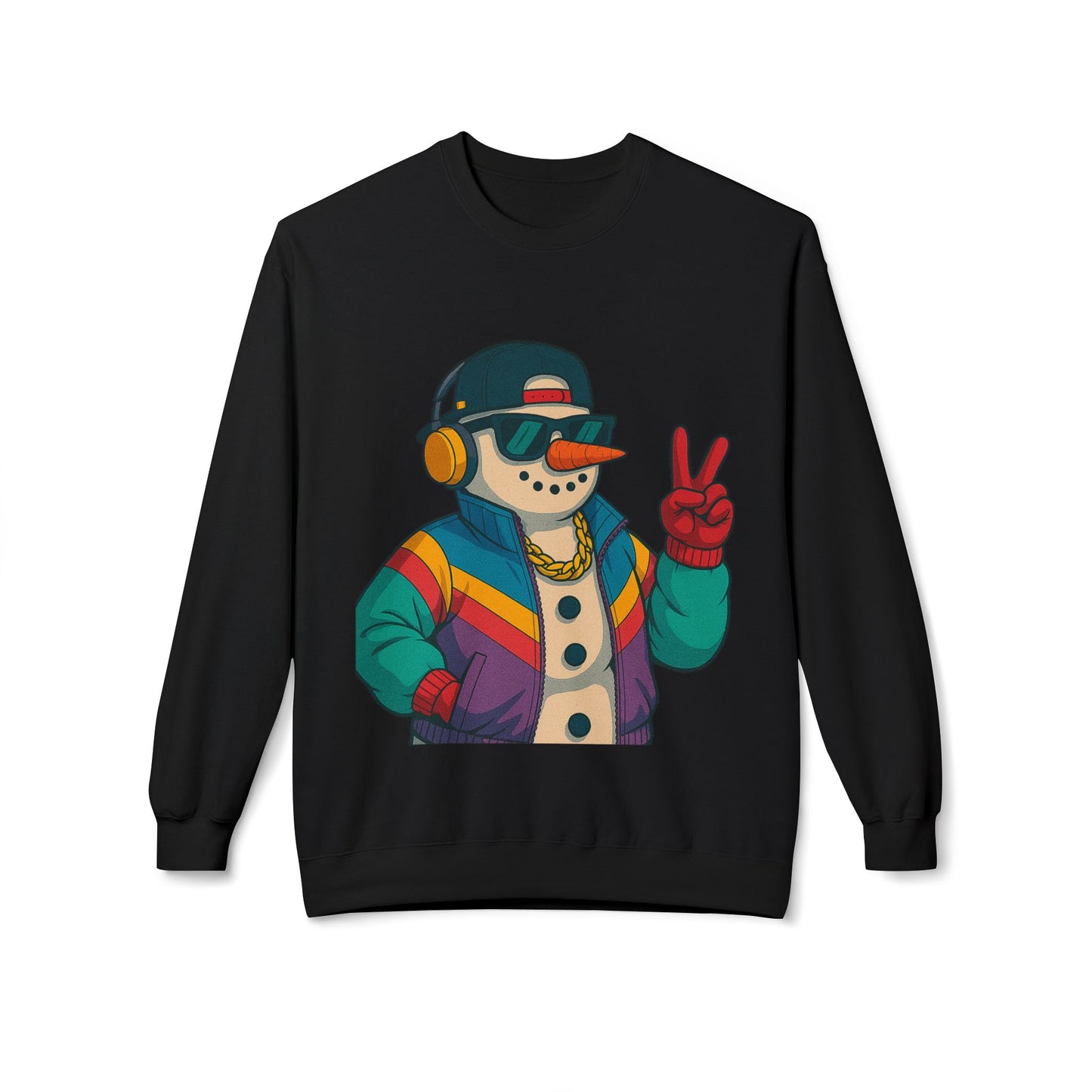 Retro 80s Christmas Sweatshirt – Holiday Synthwave Snowman Crewneck