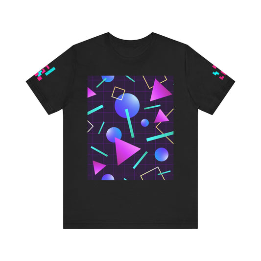 Retro 80s Vibes Unisex Tee - Colorful Geometric Design