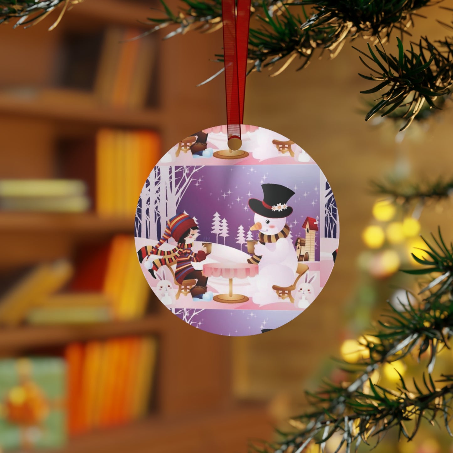 Bell Metal Ornament — Festive Snowman & Snow Globe Holiday Tree Decoration