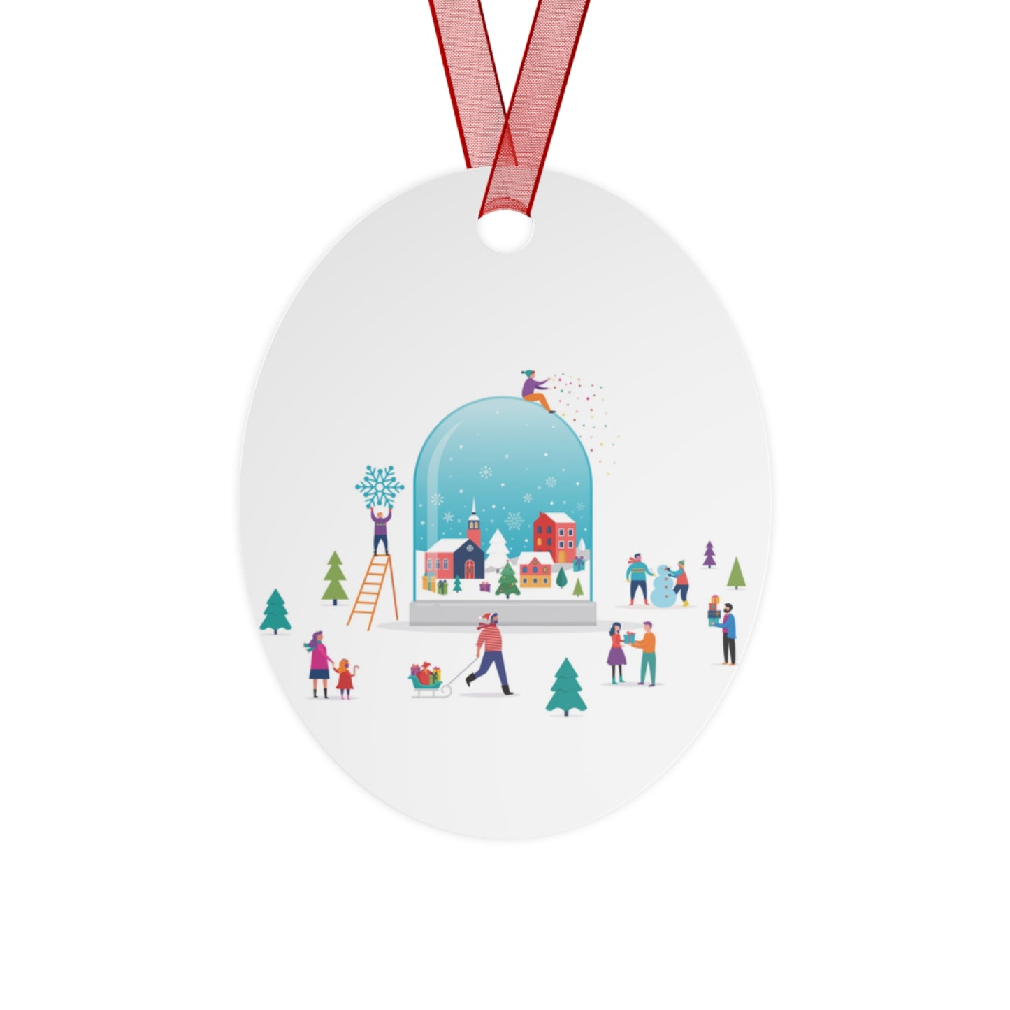 Bell Metal Ornament — Festive Snowman & Snow Globe Holiday Tree Decoration