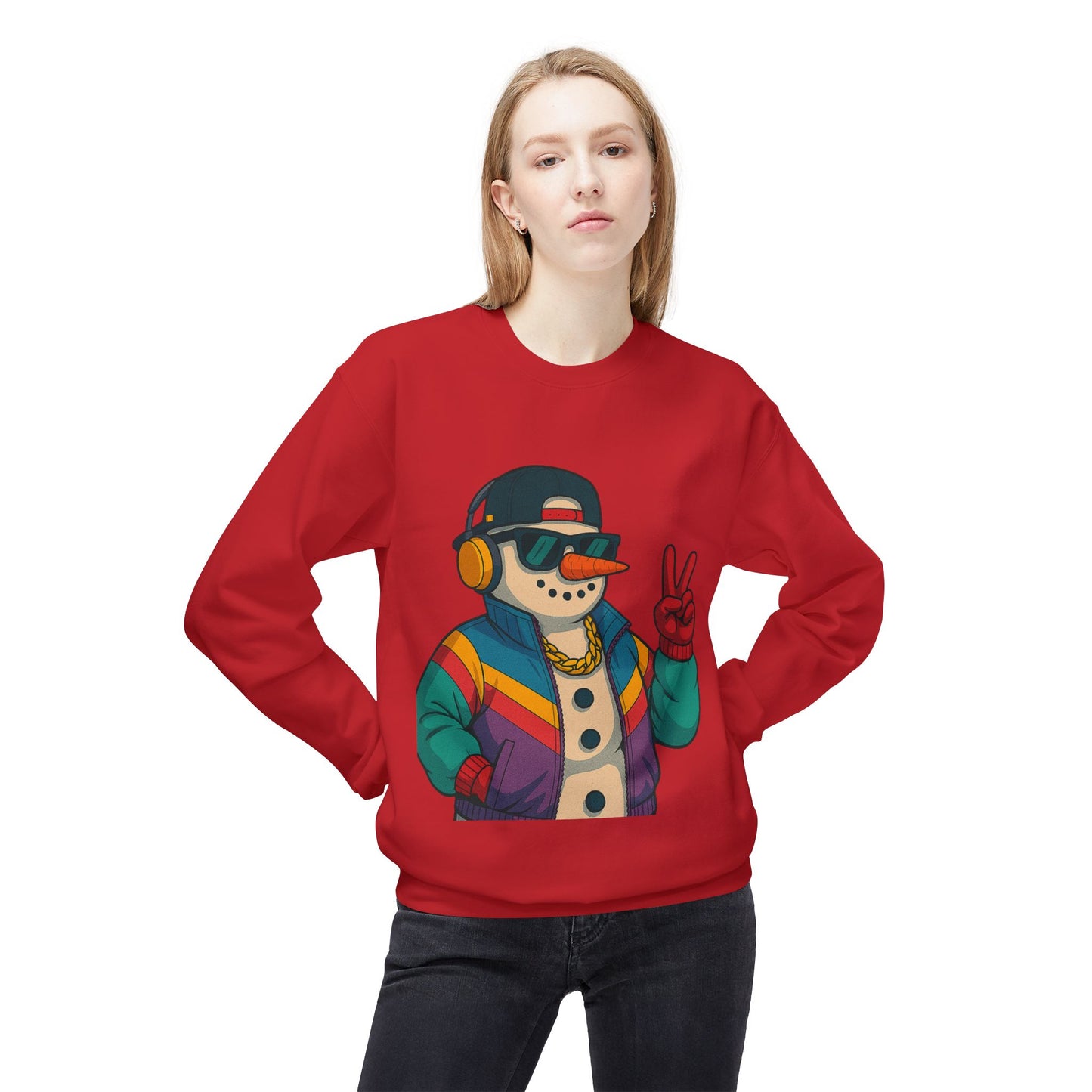Retro 80s Christmas Sweatshirt – Holiday Synthwave Snowman Crewneck