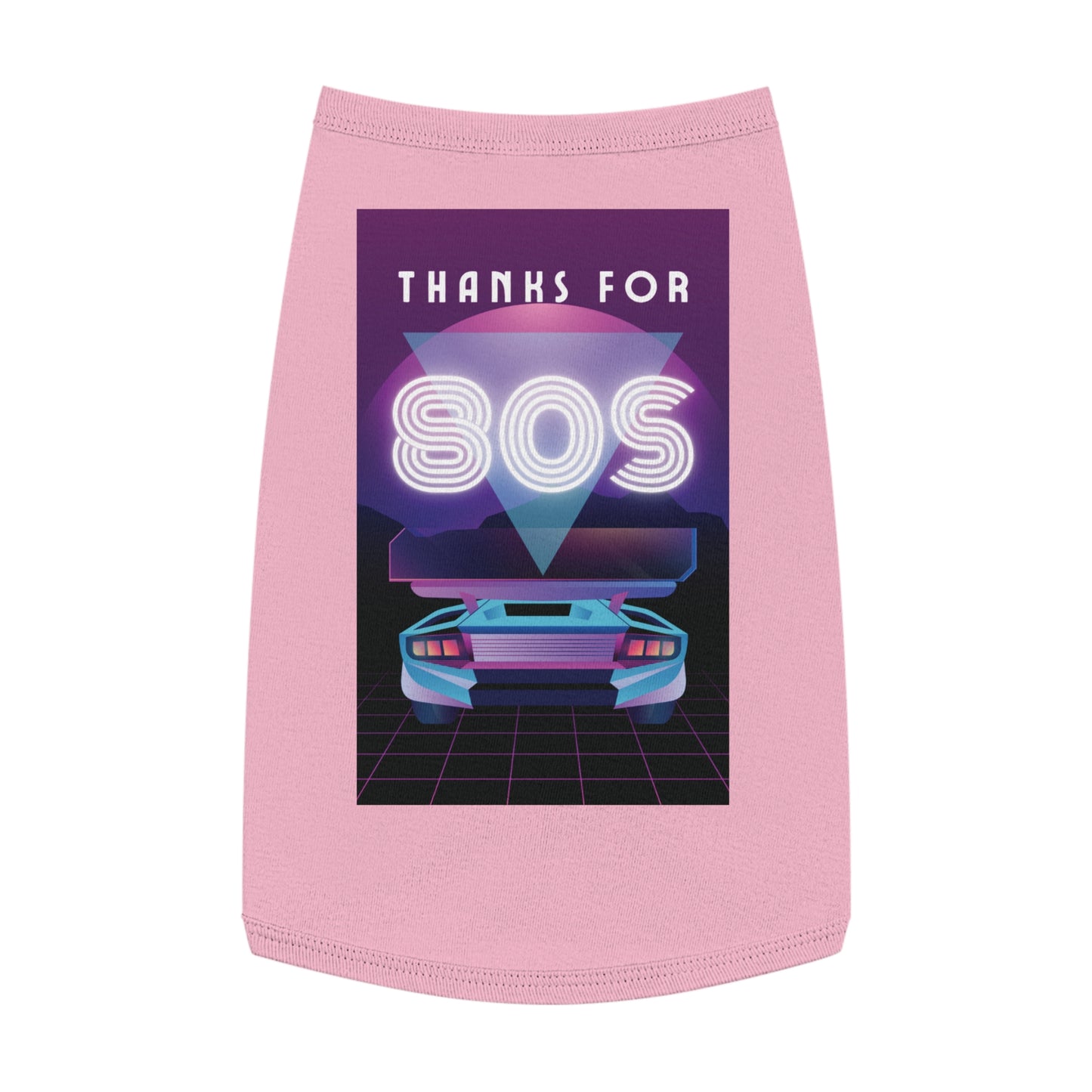 Retro Neon 'Thanks for SOS' Pet Tank Top — 80s Vaporwave Dog Shirt