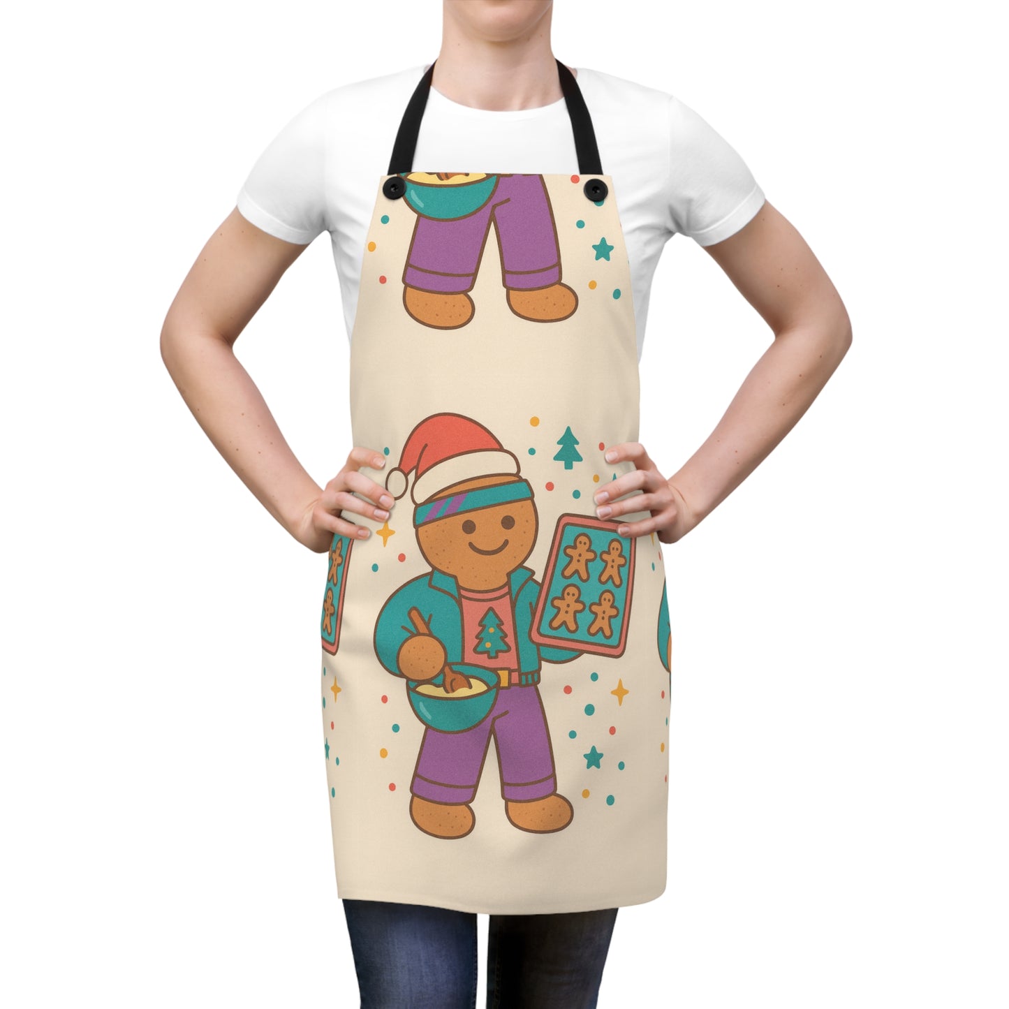 Christmas Gingerbread Baker Apron — Cute Holiday Cookie Chef Print AOP