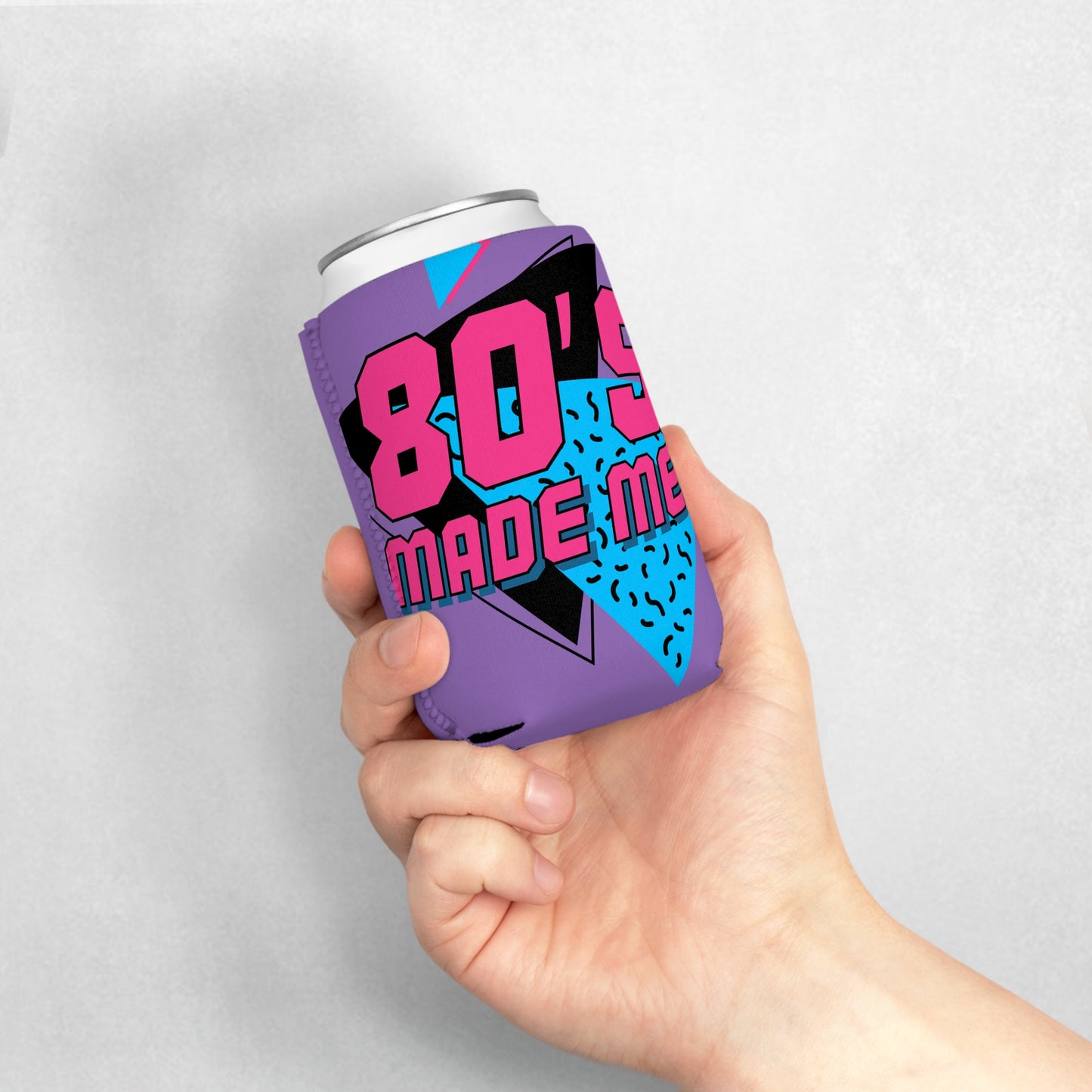 80's Made Me Can Cooler Sleeve — Retro 1980s Neon Beverage Koozie