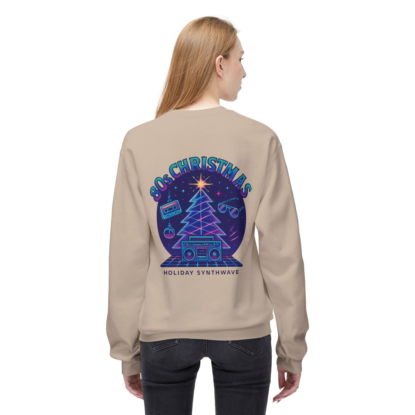 Retro 80s Christmas Sweatshirt – Holiday Synthwave Snowman Crewneck
