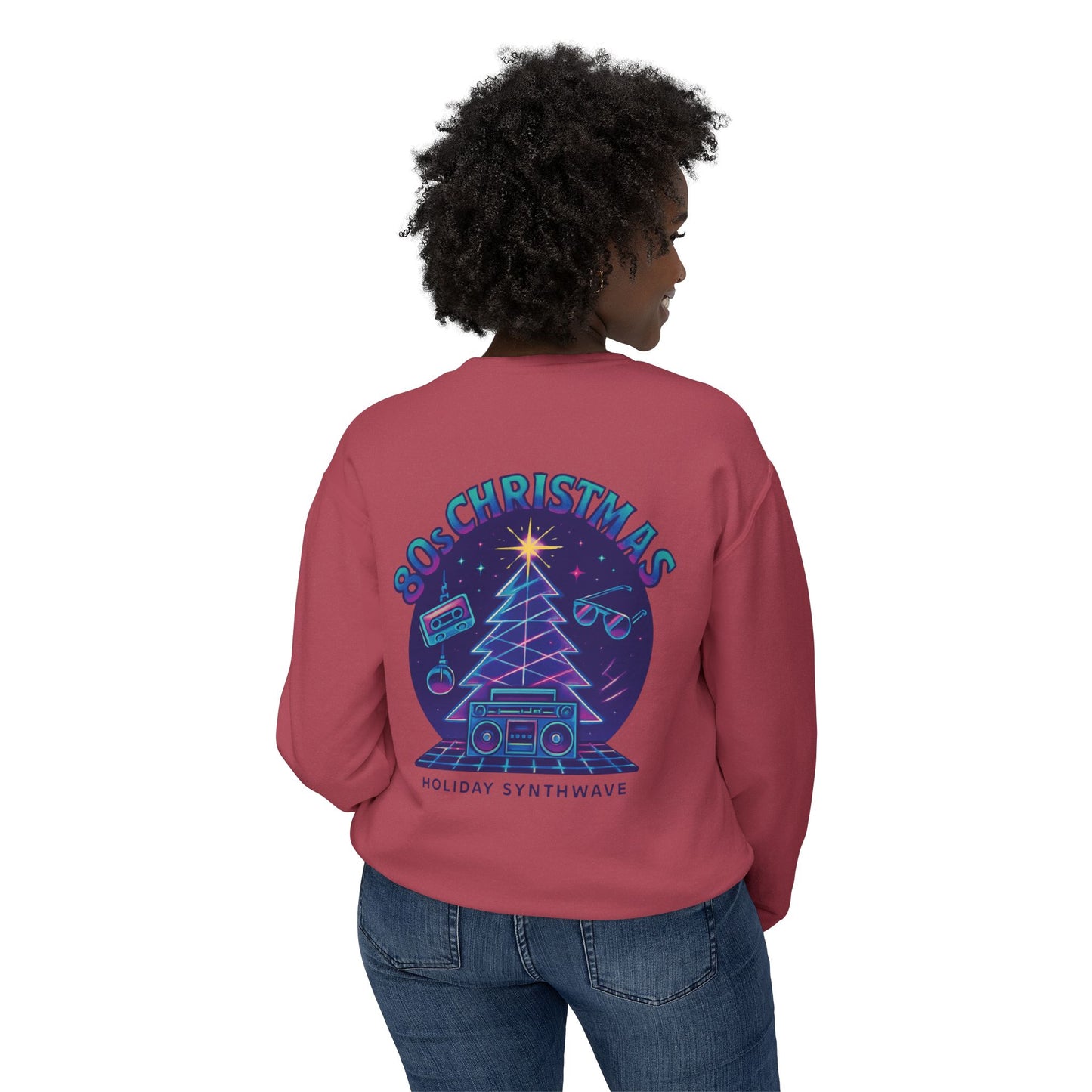 Retro 80s Christmas Sweatshirt – Synthwave Santa Thumbs Up