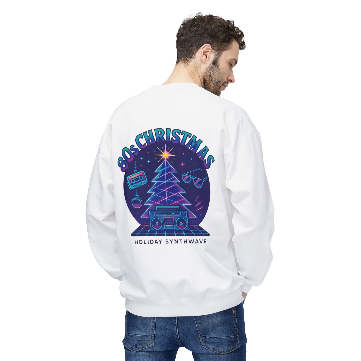 Retro 80s Christmas Sweatshirt – Holiday Synthwave Snowman Crewneck