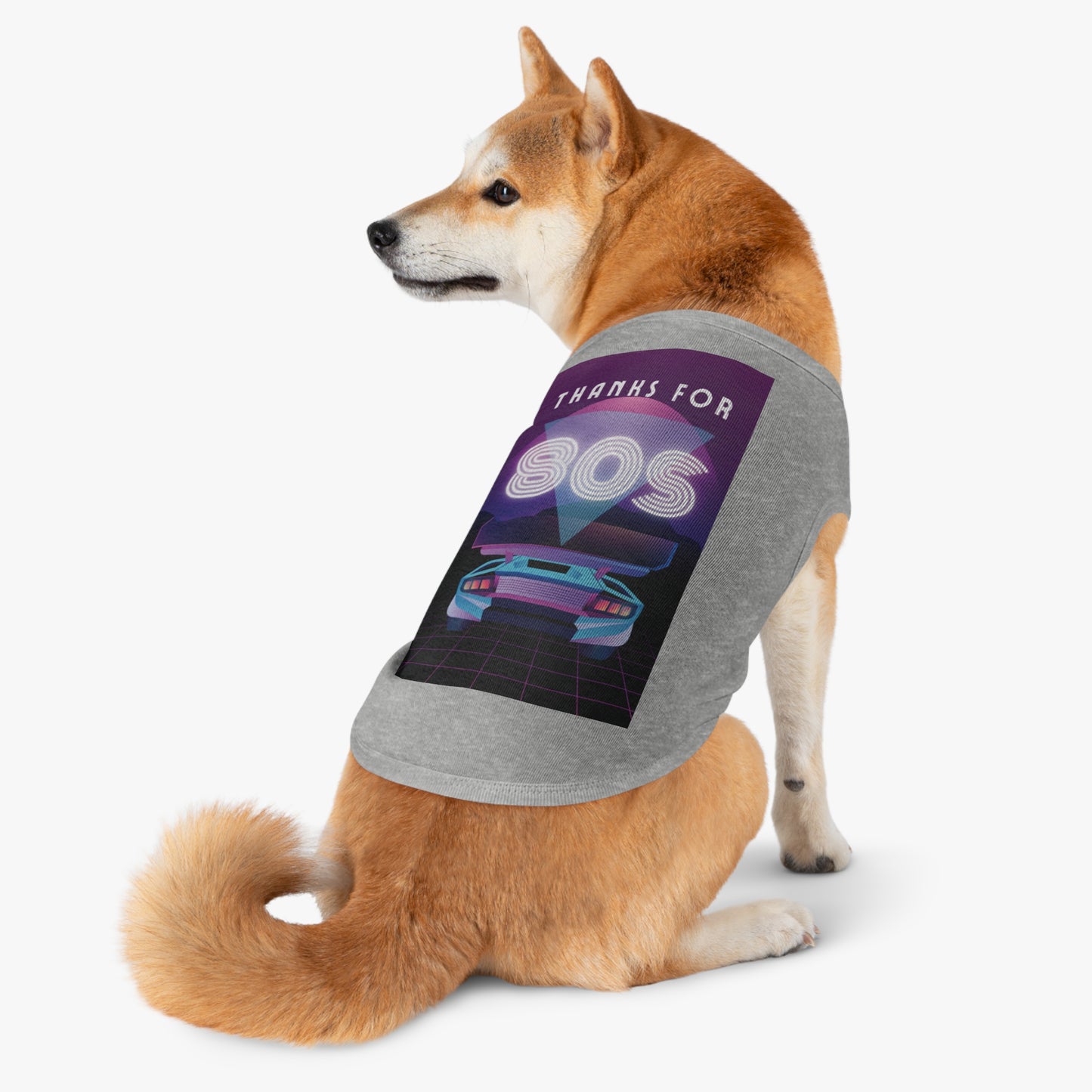 Retro Neon 'Thanks for SOS' Pet Tank Top — 80s Vaporwave Dog Shirt