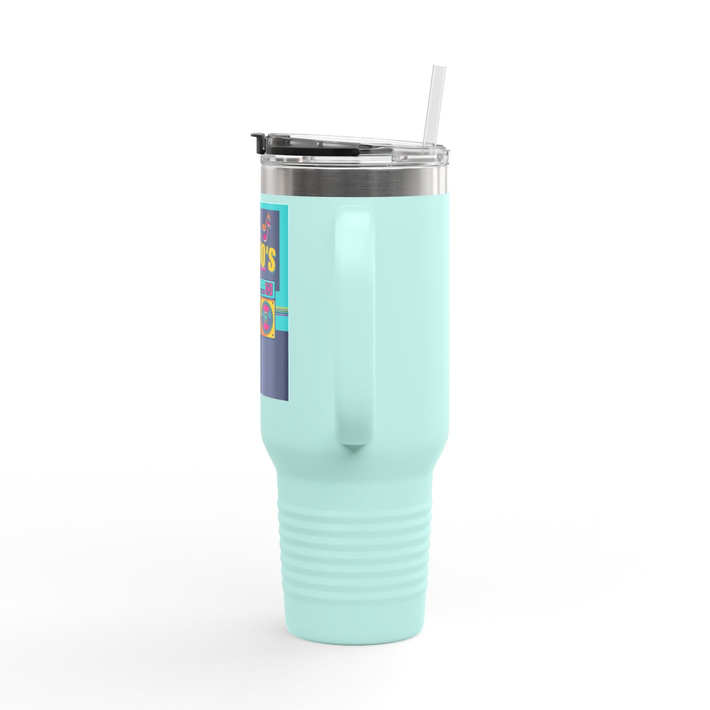 Back to the 80’s Insulated Travel Mug — 40oz Retro Boombox Design
