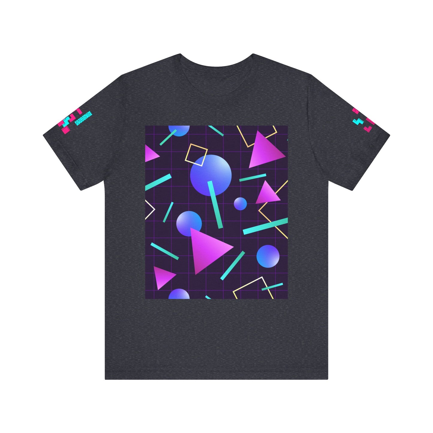 Retro 80s Vibes Unisex Tee - Colorful Geometric Design