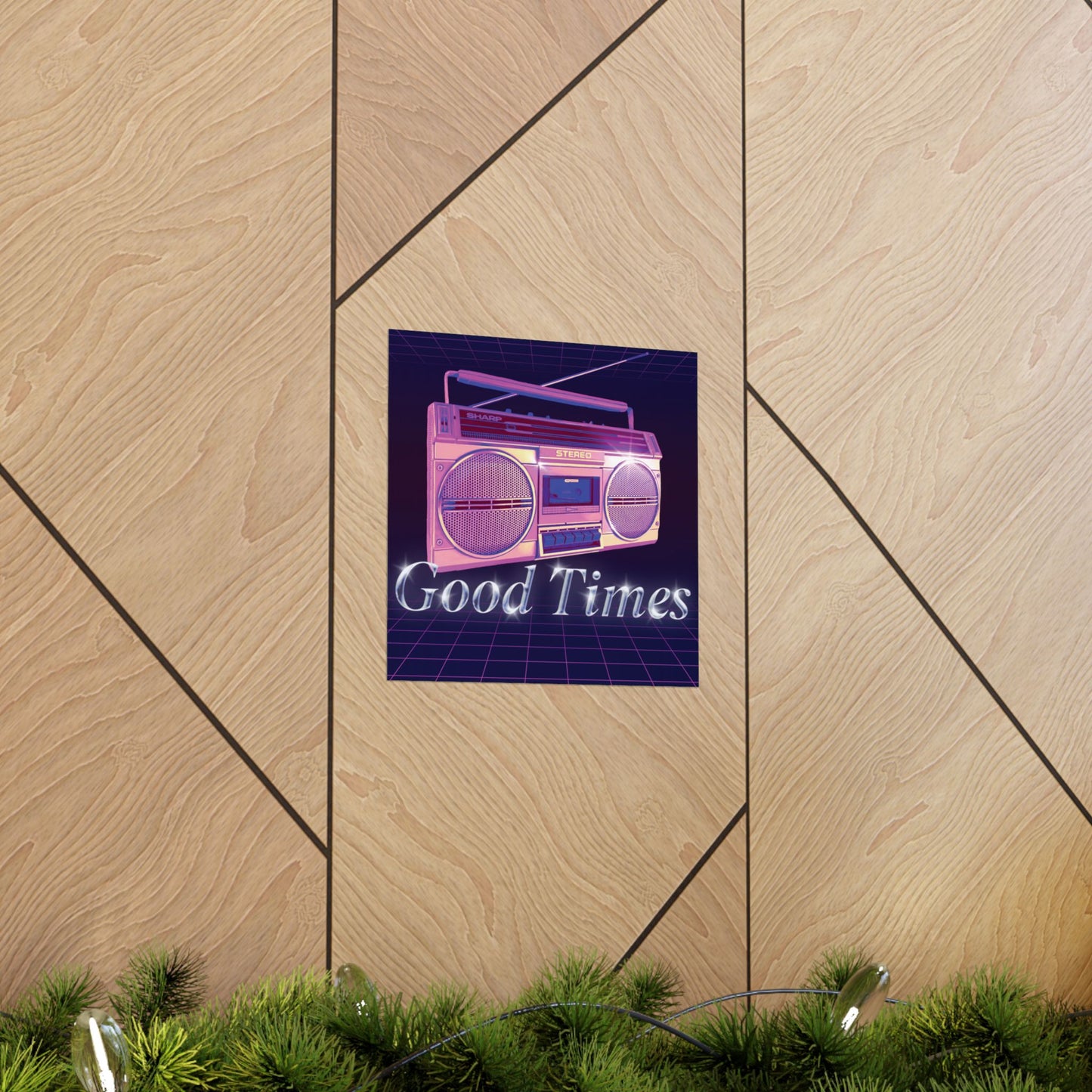 Retro Boombox 'Good Times' Matte Poster — 80s Vintage Wall Art
