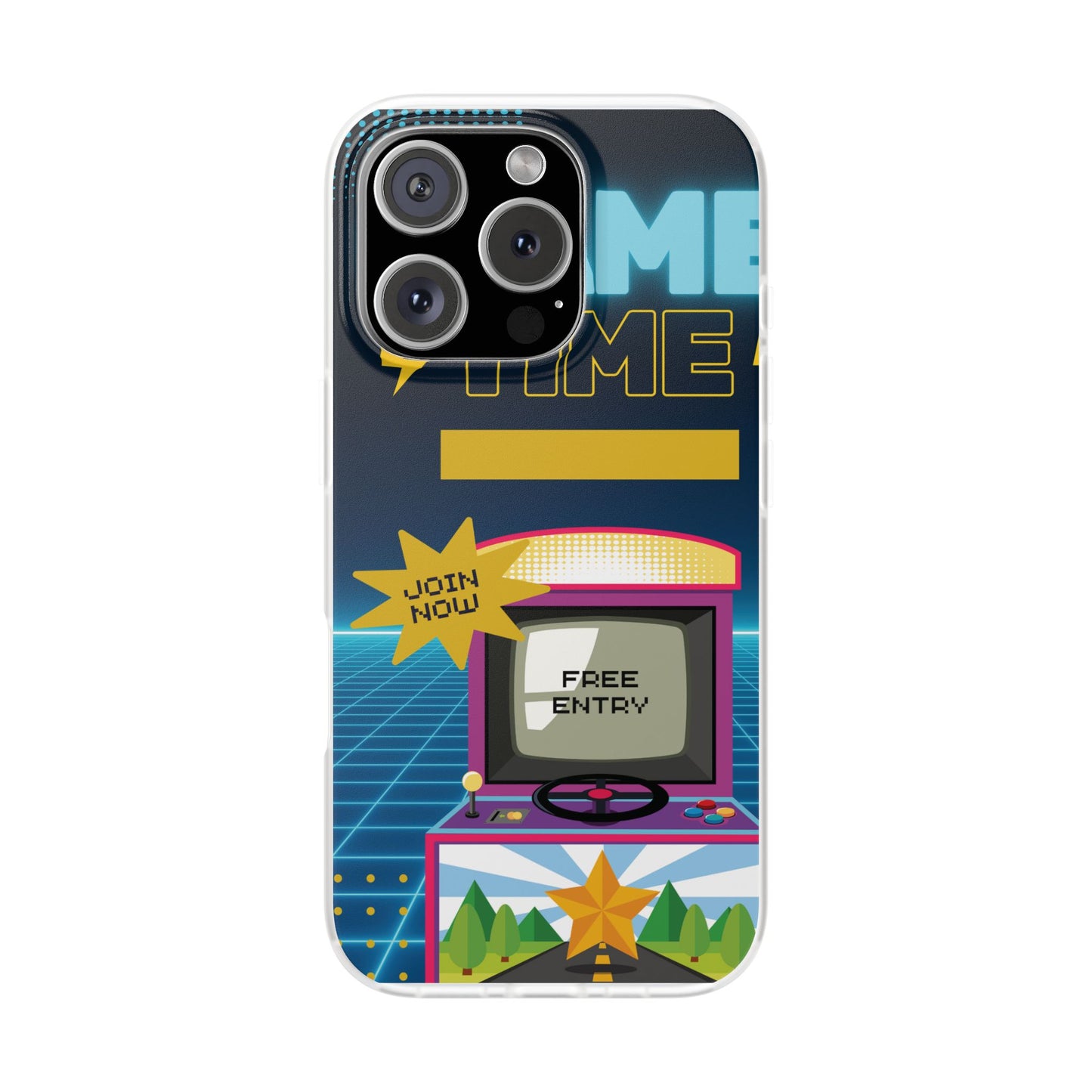 Retro Arcade Game Time Phone Case — 'Game Time' Flexi Phone Cover