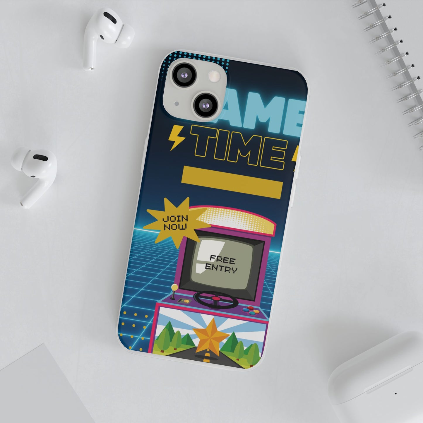 Retro Arcade Game Time Phone Case — 'Game Time' Flexi Phone Cover