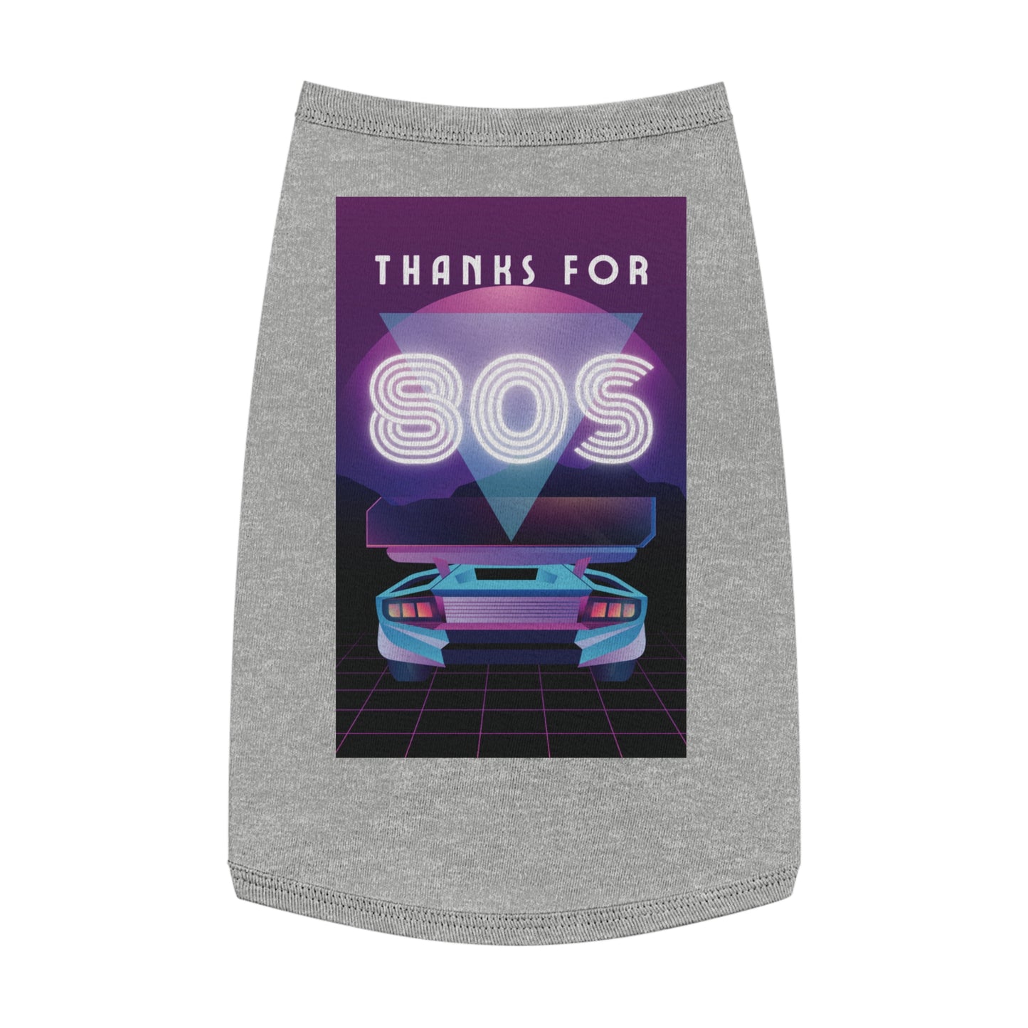 Retro Neon 'Thanks for SOS' Pet Tank Top — 80s Vaporwave Dog Shirt