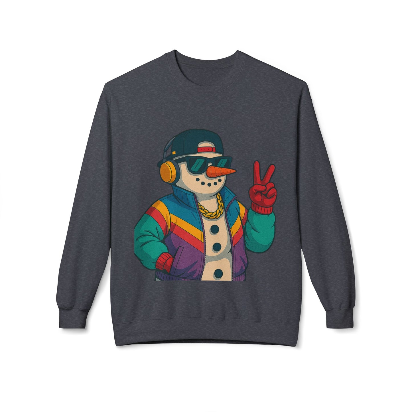 Retro 80s Christmas Sweatshirt – Holiday Synthwave Snowman Crewneck