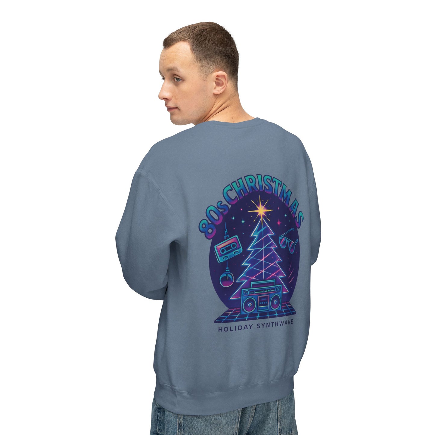 Retro 80s Christmas Sweatshirt – Synthwave Santa Thumbs Up