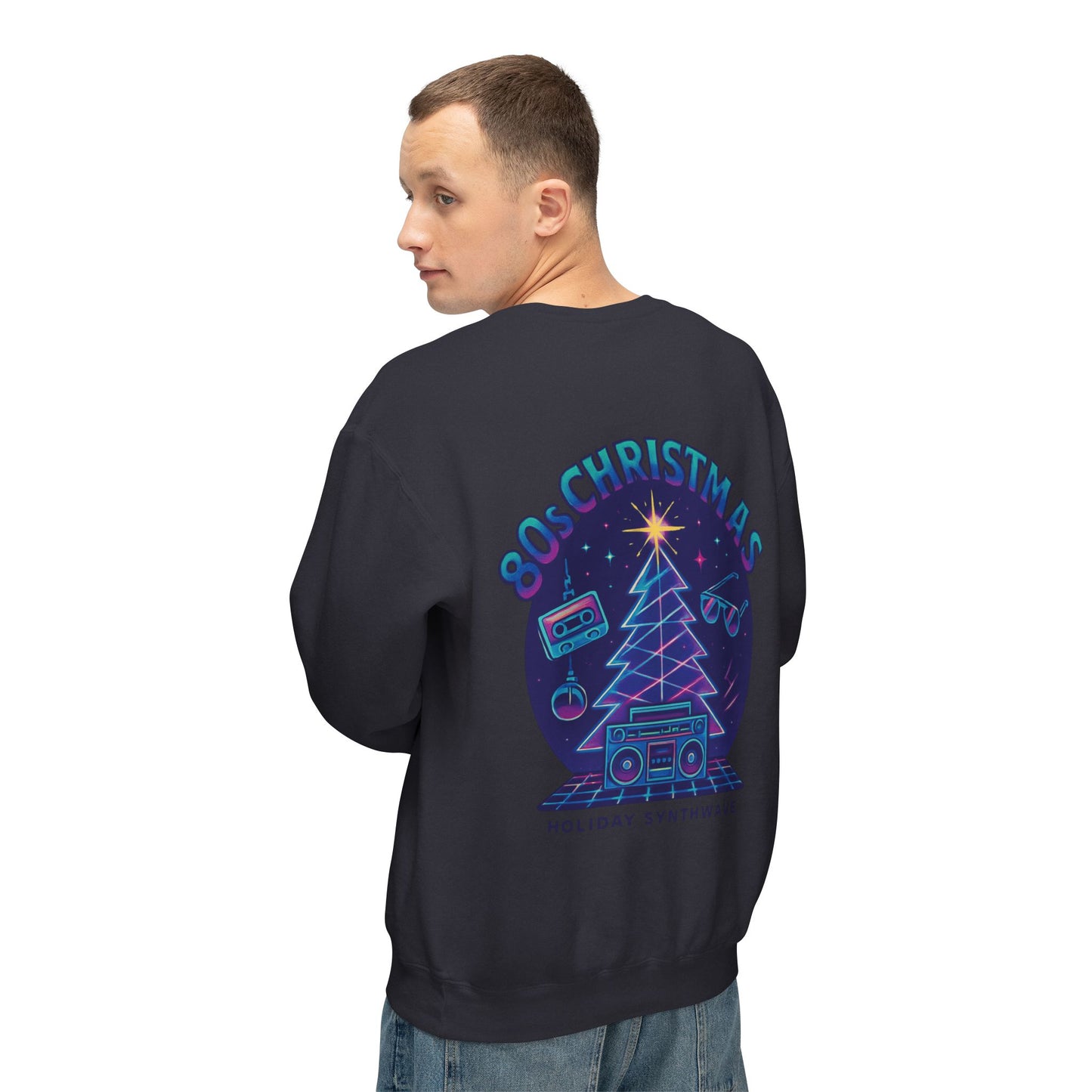 Retro 80s Christmas Sweatshirt – Synthwave Santa Thumbs Up