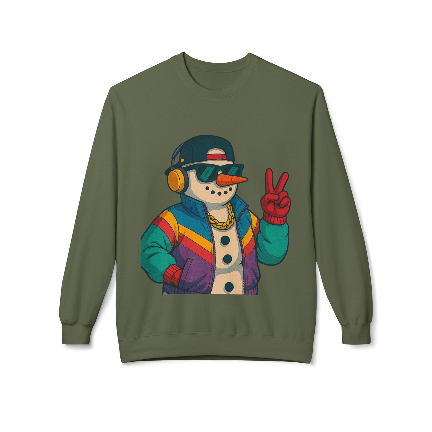 Retro 80s Christmas Sweatshirt – Holiday Synthwave Snowman Crewneck