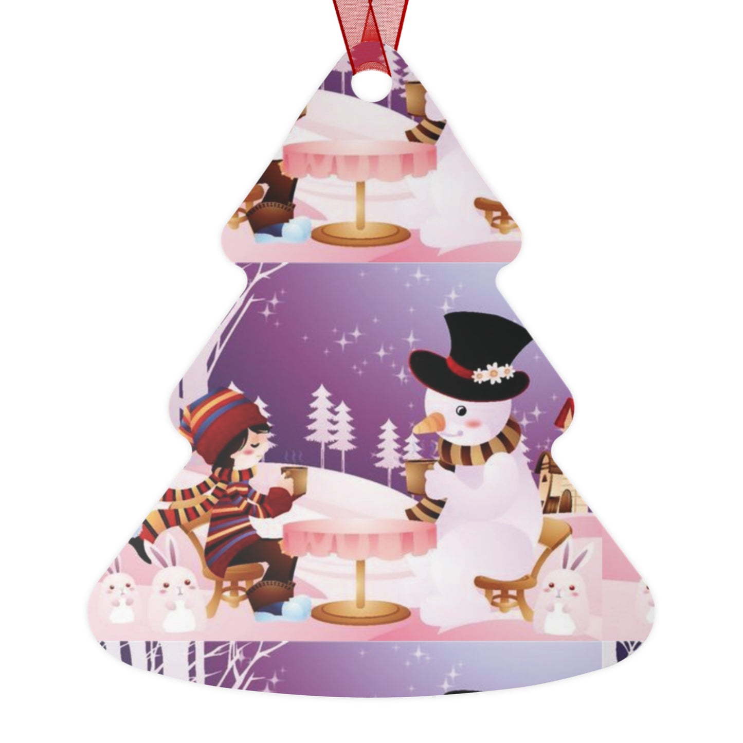 Bell Metal Ornament — Festive Snowman & Snow Globe Holiday Tree Decoration
