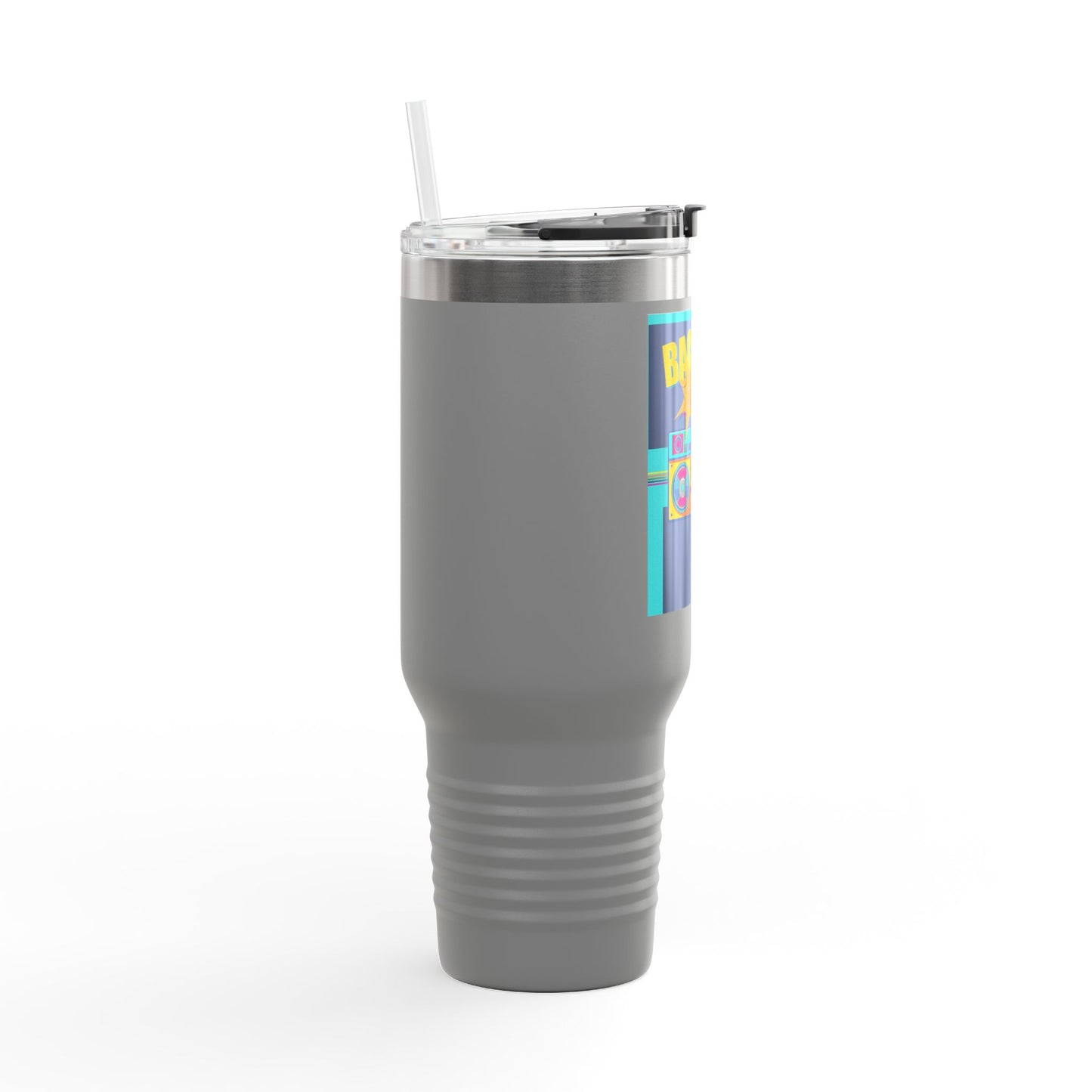 Back to the 80’s Insulated Travel Mug — 40oz Retro Boombox Design