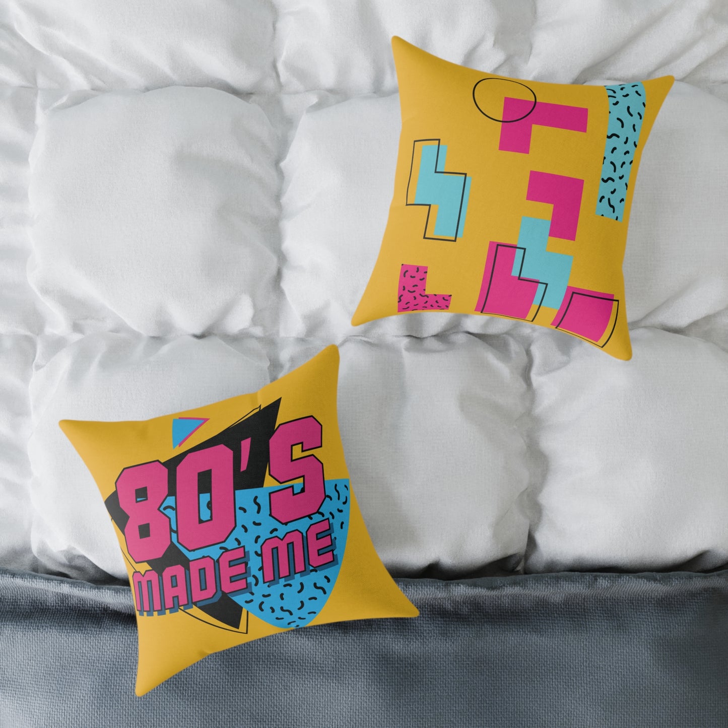 80's Retro Square Pillow - Made Me Design for Nostalgic Home Decor