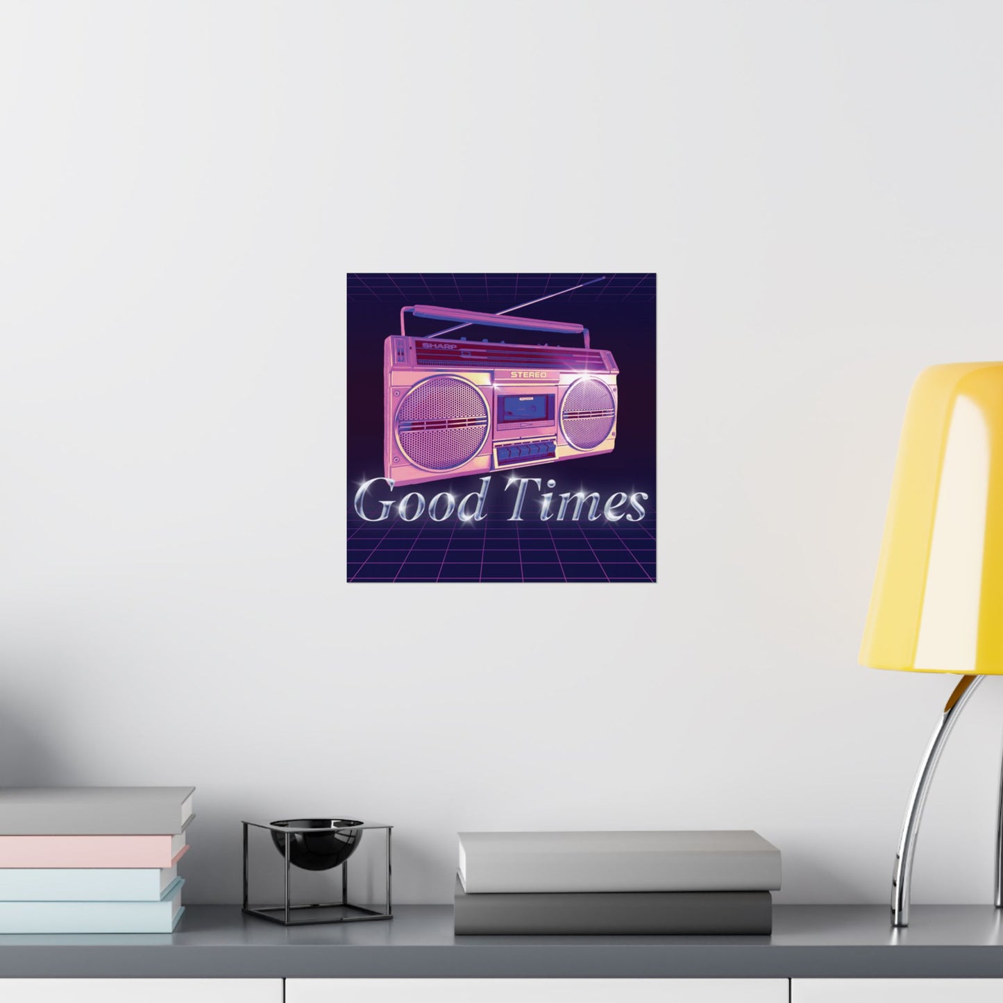 Retro Boombox 'Good Times' Matte Poster — 80s Vintage Wall Art