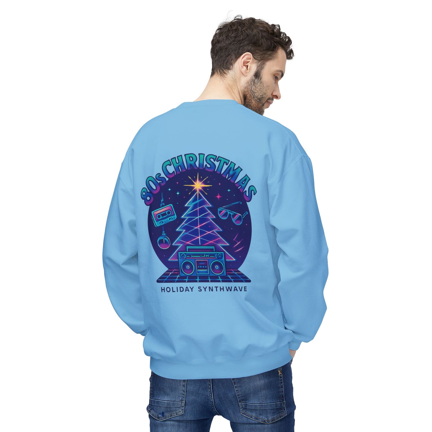 Retro 80s Christmas Sweatshirt – Holiday Synthwave Snowman Crewneck