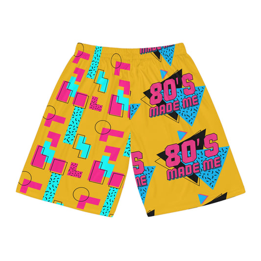Retro 80's Basketball Shorts - Colorful AOP Design for Active Lifestyles