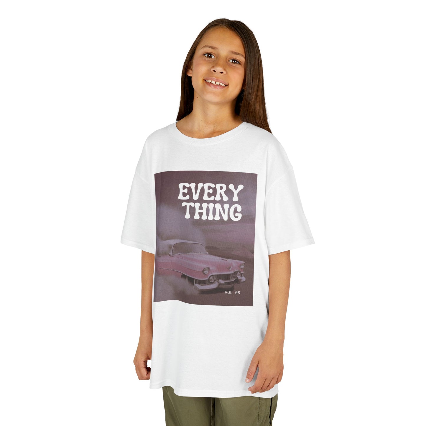 Retro Pink Car Kids T‑Shirt – 'EVERYTHING' Graphic Tee