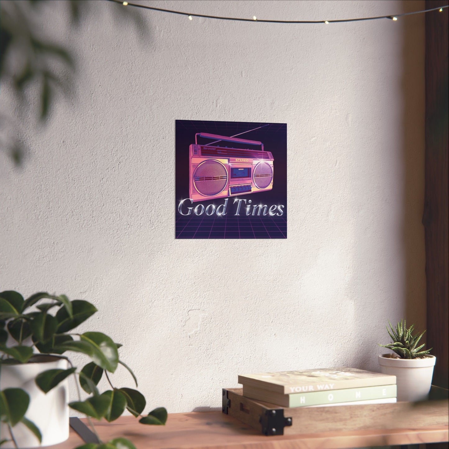 Retro Boombox 'Good Times' Matte Poster — 80s Vintage Wall Art