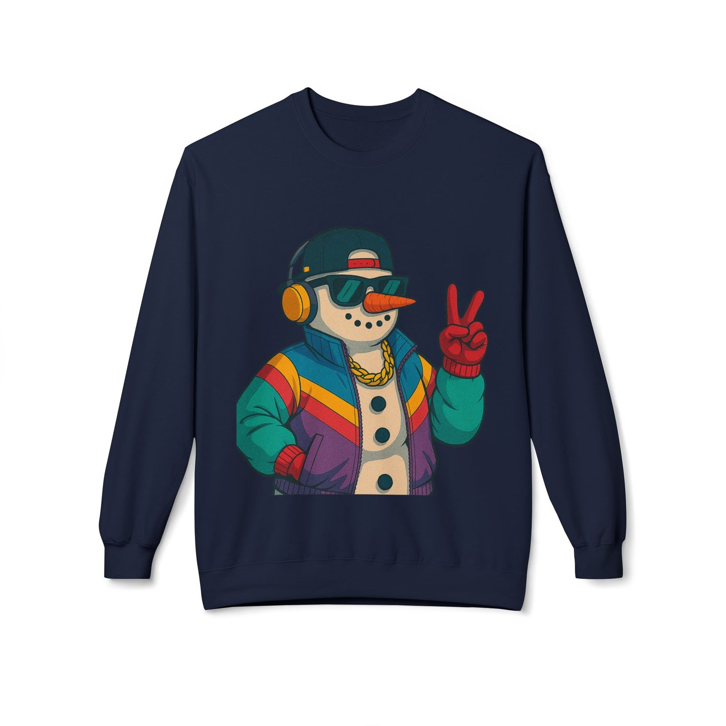 Retro 80s Christmas Sweatshirt – Holiday Synthwave Snowman Crewneck