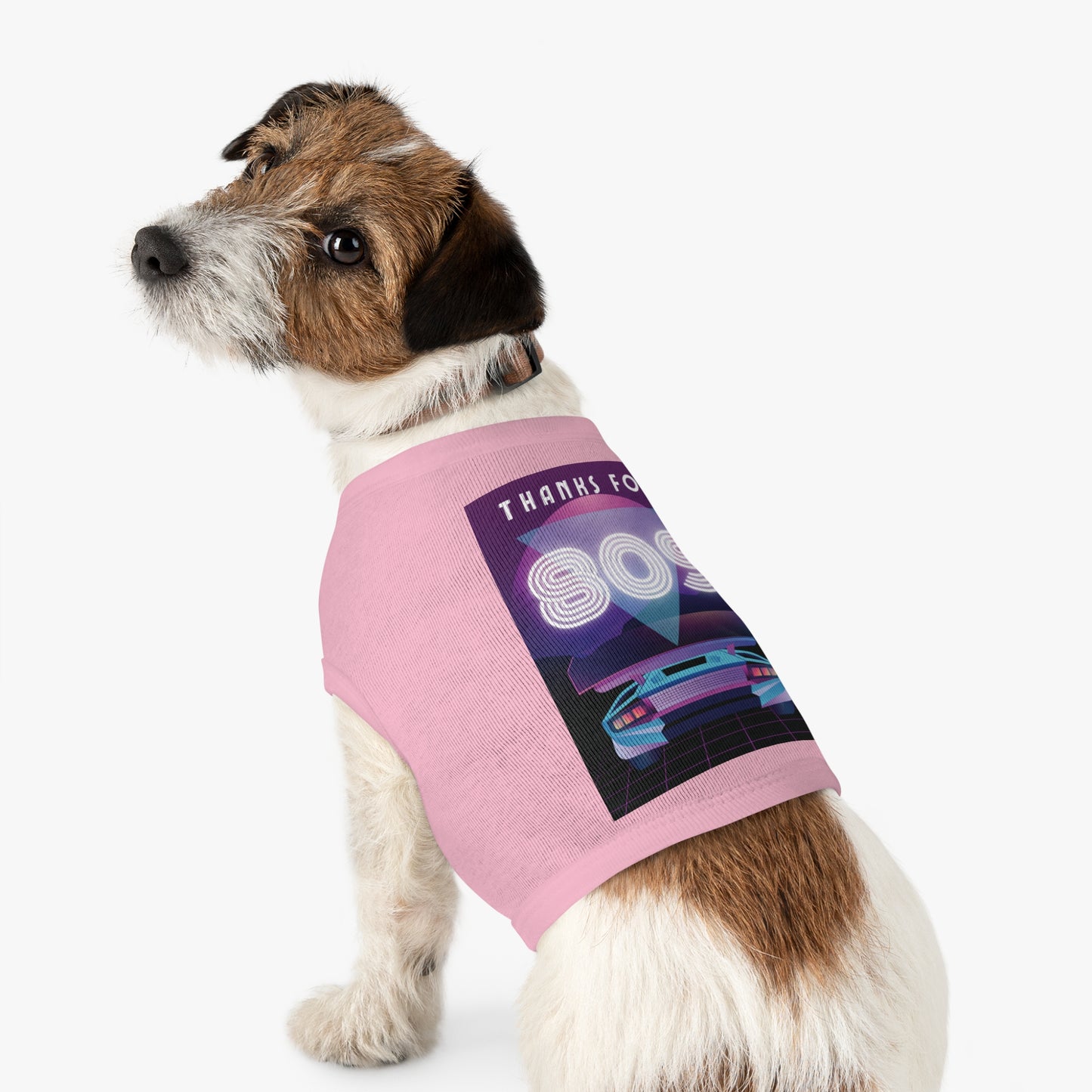Retro Neon 'Thanks for SOS' Pet Tank Top — 80s Vaporwave Dog Shirt
