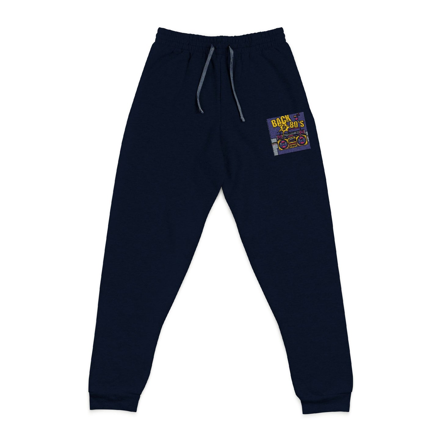 Embroidered Grey Joggers with Colorful Patch — Casual Streetwear Lounge Pants