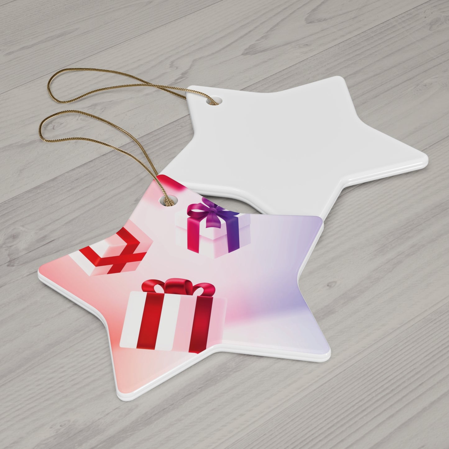 Star-Shaped Ceramic Ornament — Festive Gift Box Design Holiday Decoration