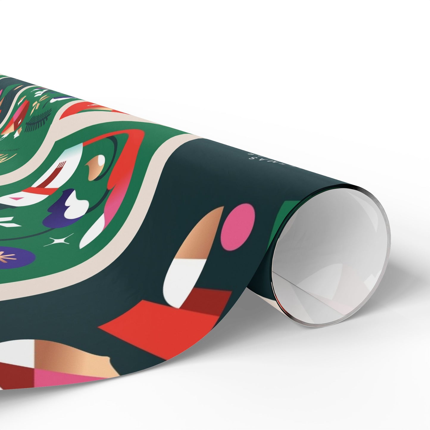 Christmas Gift Wrap Paper Roll — Festive 'Merry' Holiday Pattern with Ornaments & Snowmen