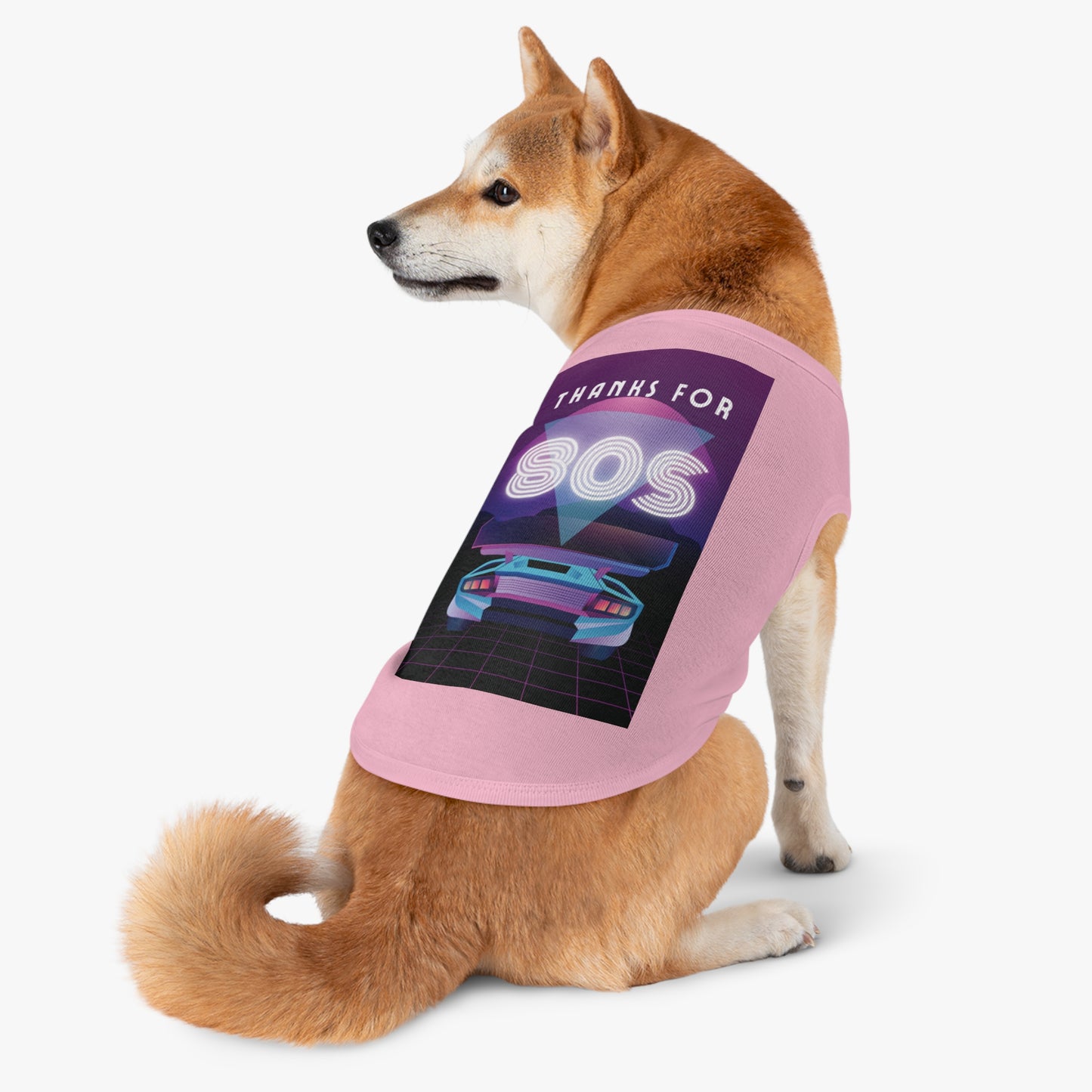 Retro Neon 'Thanks for SOS' Pet Tank Top — 80s Vaporwave Dog Shirt